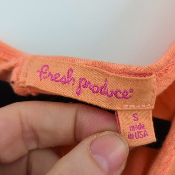 Fresh Produce Top Womens Small Tank Orange Peekaboo Bright Boho Cotton USA - Picture 3 of 10